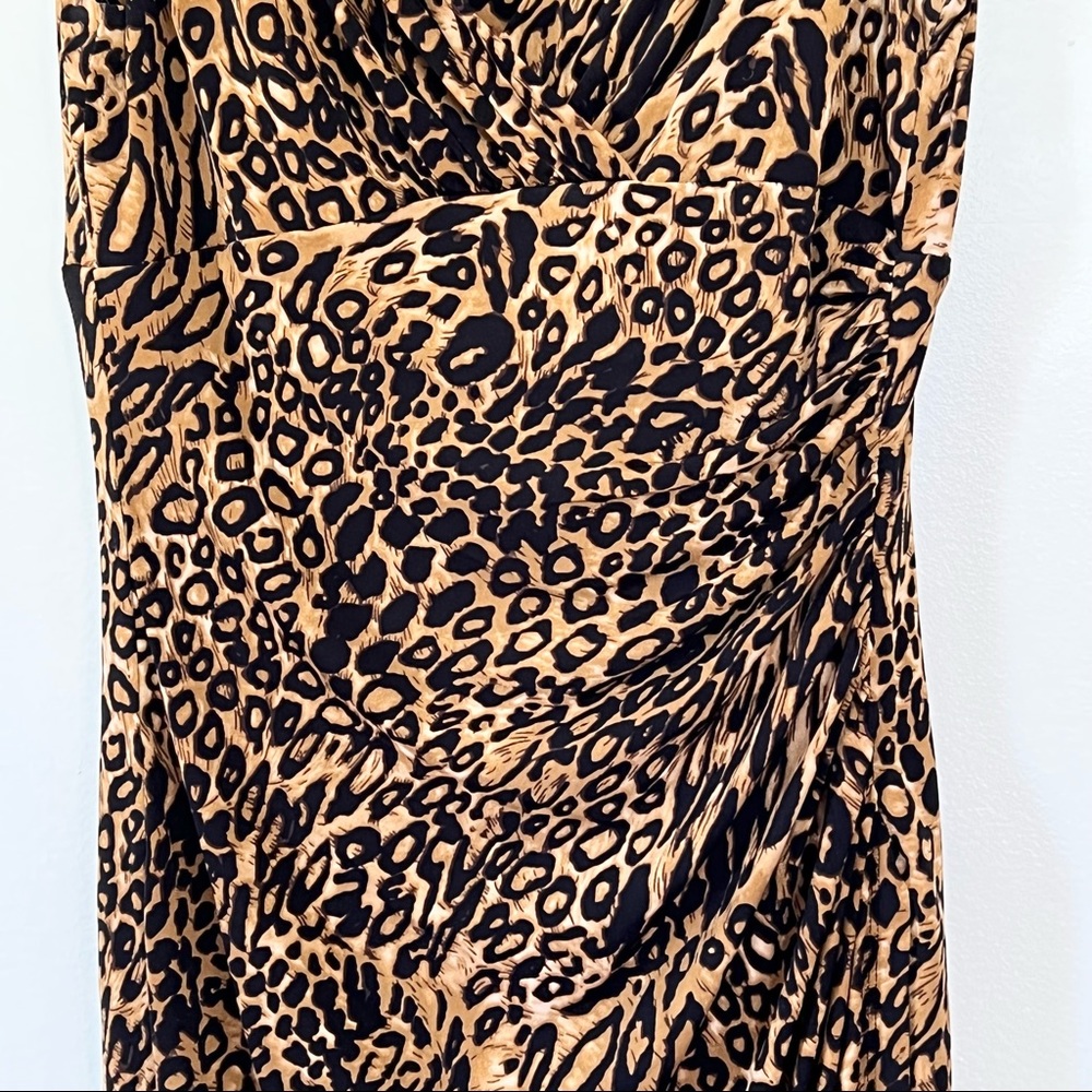 Lauren Ralph Lauren Ruched Sheath V-Neck  Sleeveless Cocktail Midi Dress Sz 6 - Picture 5 of 8